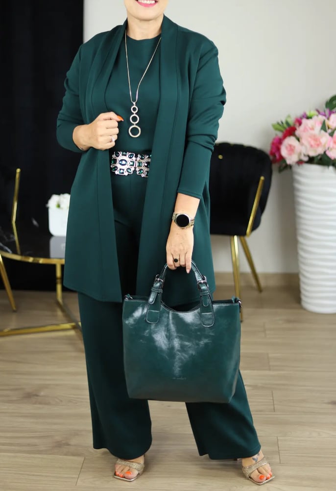 ⏳Weekend Special⏰Elegant 3-piece Set Including Long Cardigan, Top and Pants💞