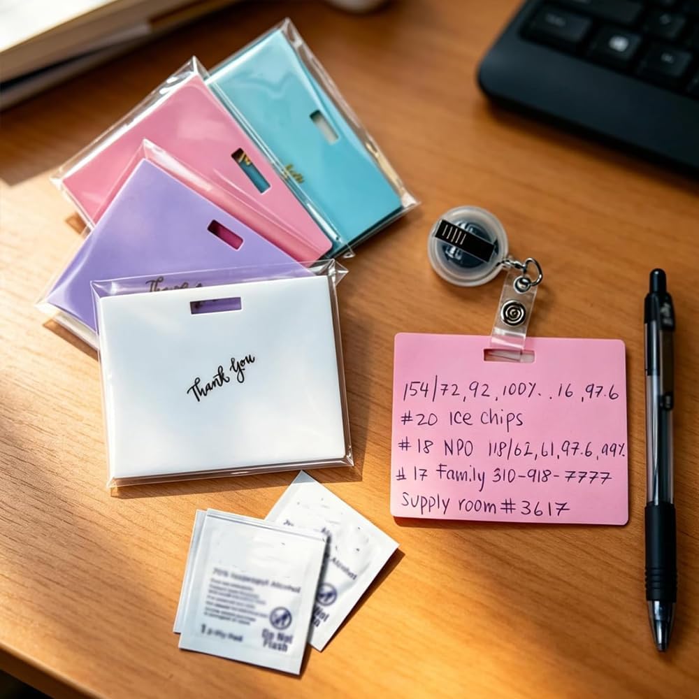 🩺Re-writable note cards | Writable on both sides, won’t fade or smudge (🖊Write. Wipe. Repeat.) 🎁Free clip included