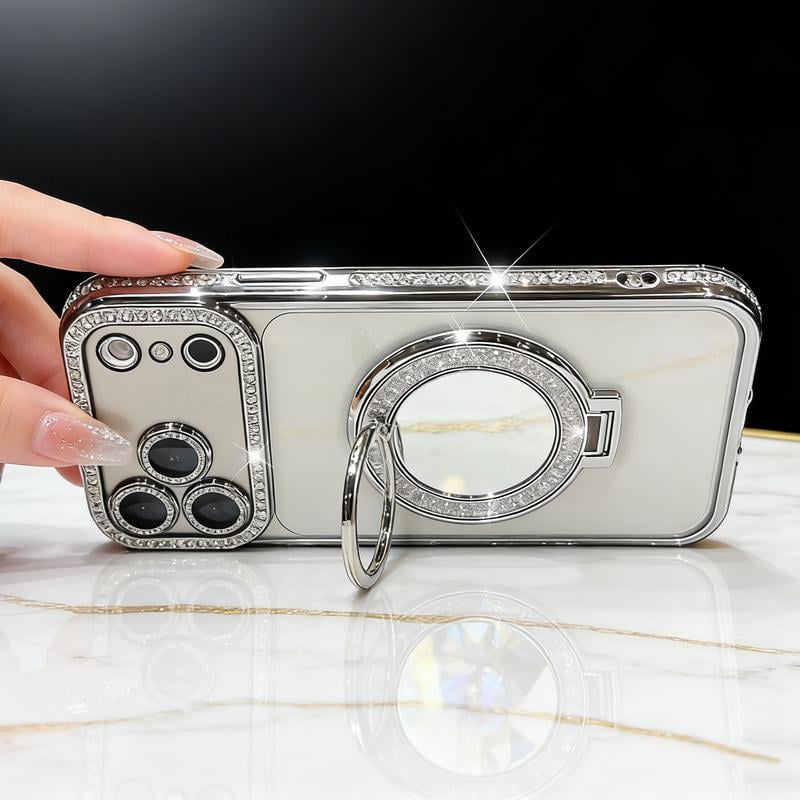 Women's phone case with mirror and stand for iPhone 12/13/14/15/16/17 Pro Max, 17 Air, 14/15/16 Plus