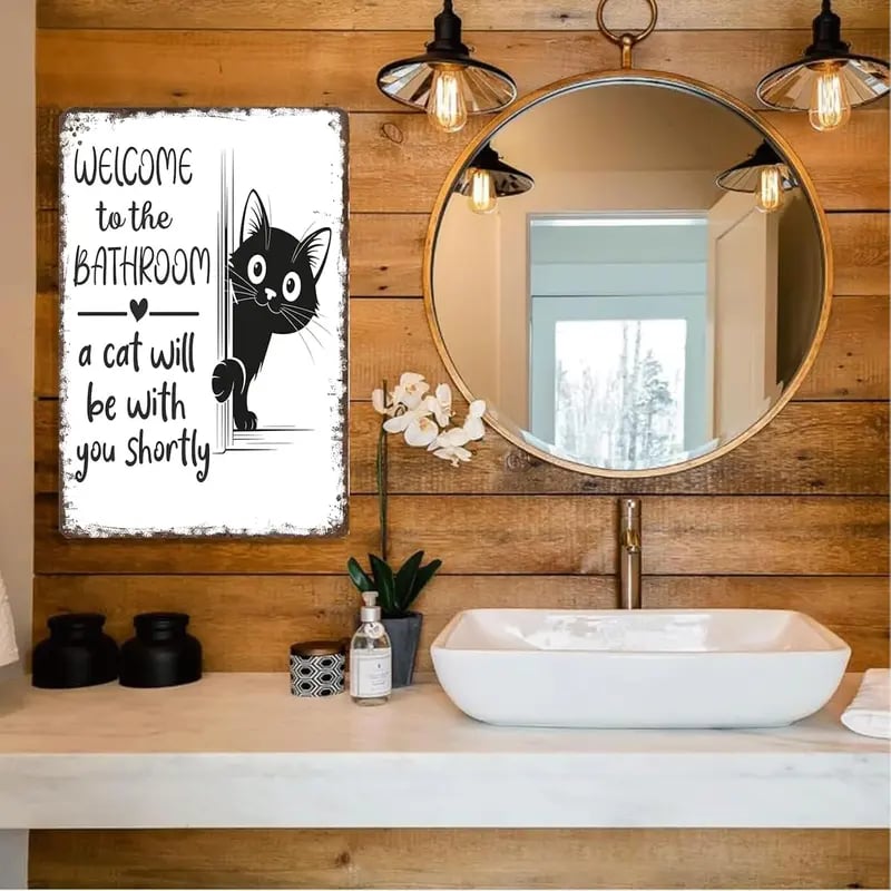 Vintage Black and White Cat & Highland Cattle Wall Art
