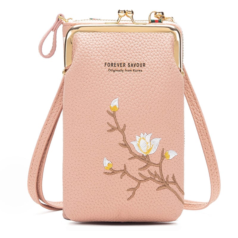 Sling Cross-Body plånbok för kvinnor med mobilhållare