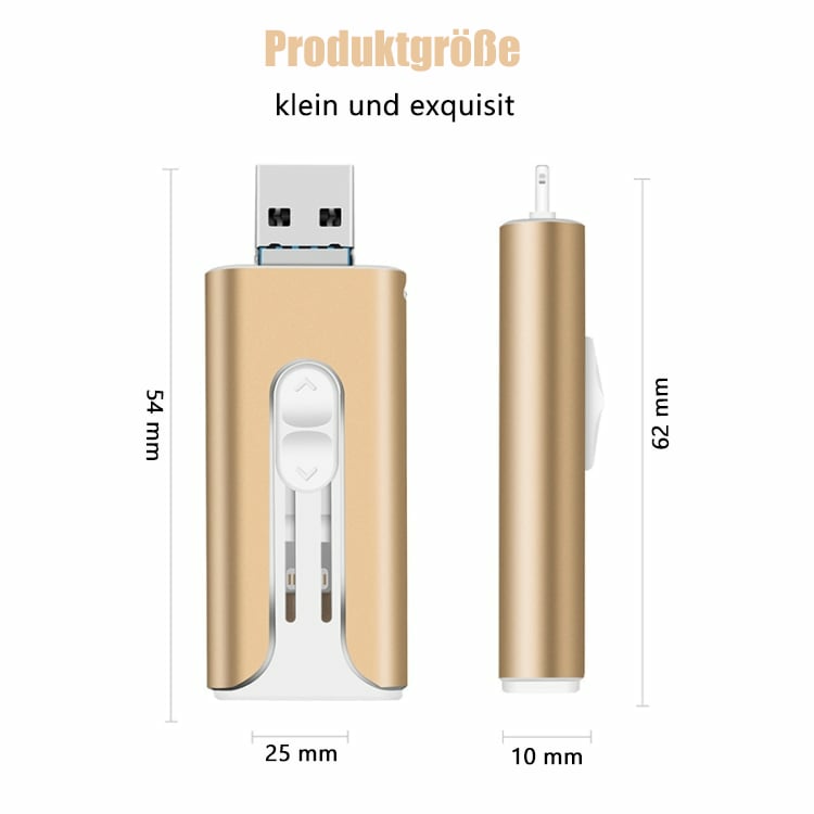 🔥Het försäljning - 49% rabatt🔥16 ~ 256 GB Micro USB + 8 Pin + USB 3.0 4 i 1 Praktisk dator U-Disk