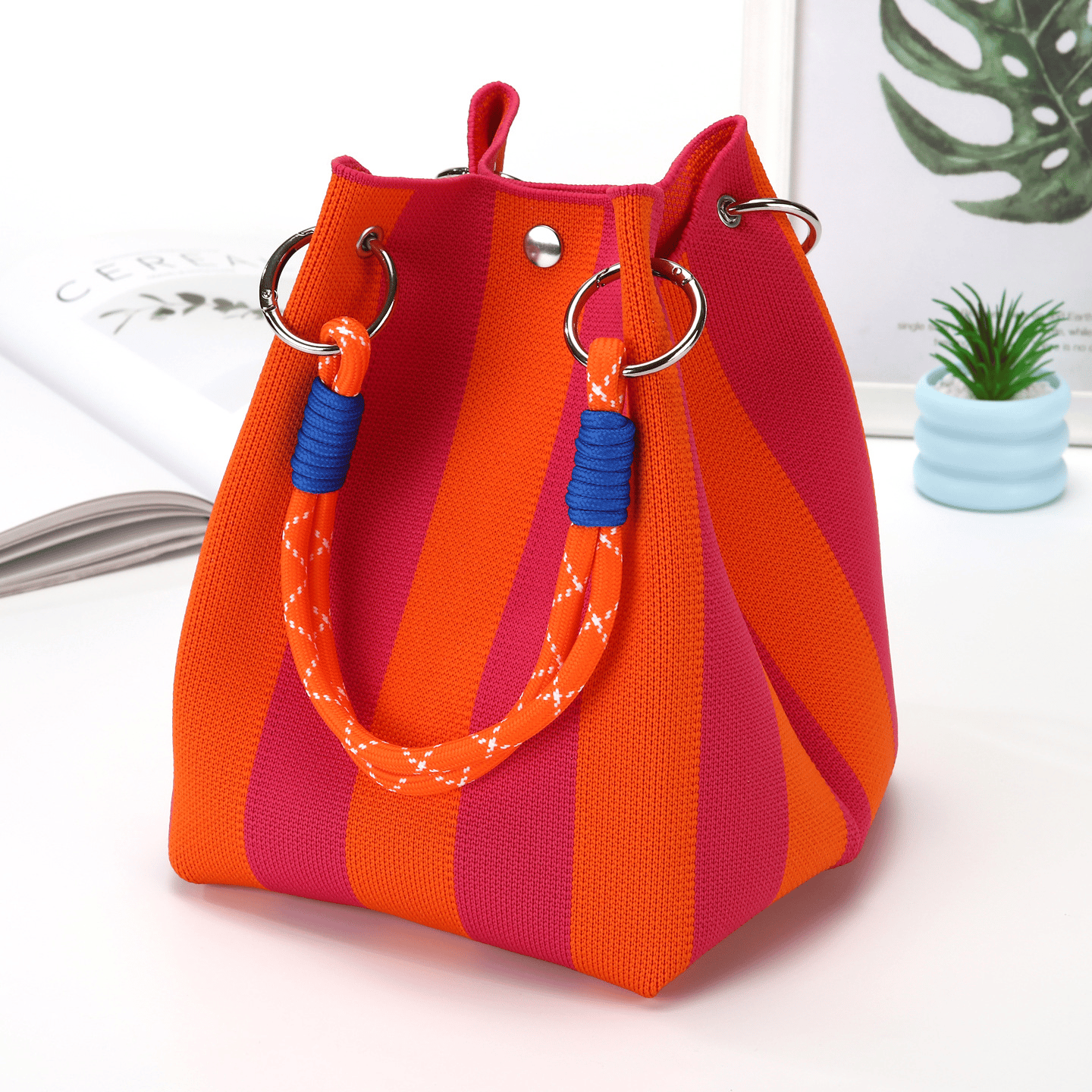 Boho Woven Bucket Bag for Women, Handmade Crochet Shoulder Bag, Lightweight Summer Beach Bag for Travel, Daily & Holiday Outfits