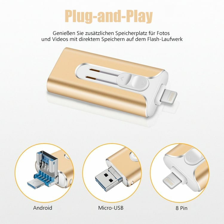 🔥Het försäljning - 49% rabatt🔥16 ~ 256 GB Micro USB + 8 Pin + USB 3.0 4 i 1 Praktisk dator U-Disk