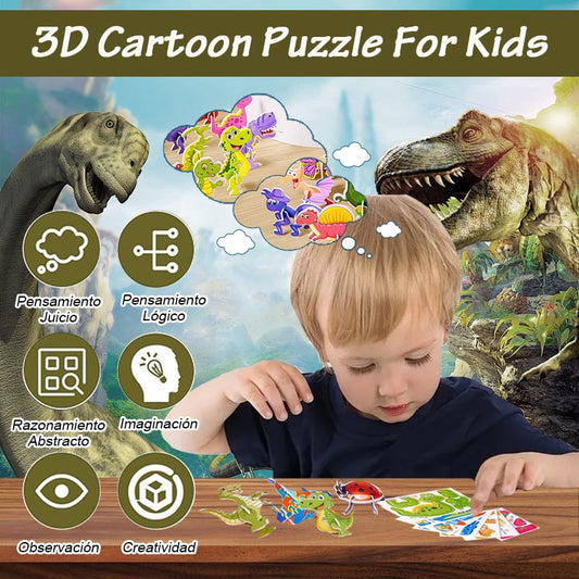 🧩Educational 3D jigsaw puzzle featuring cartoon characters – 57 pieces that fit together to create colourful characters for creative learning