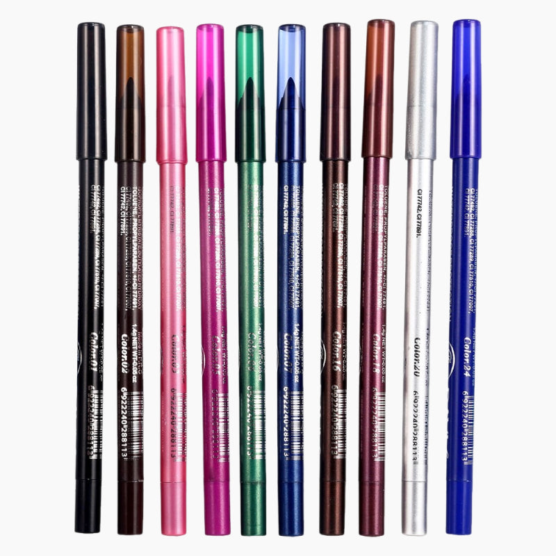 💕10 Färgade Gel Eylinerpennor - Vattenfast & 12H Hållbarhet