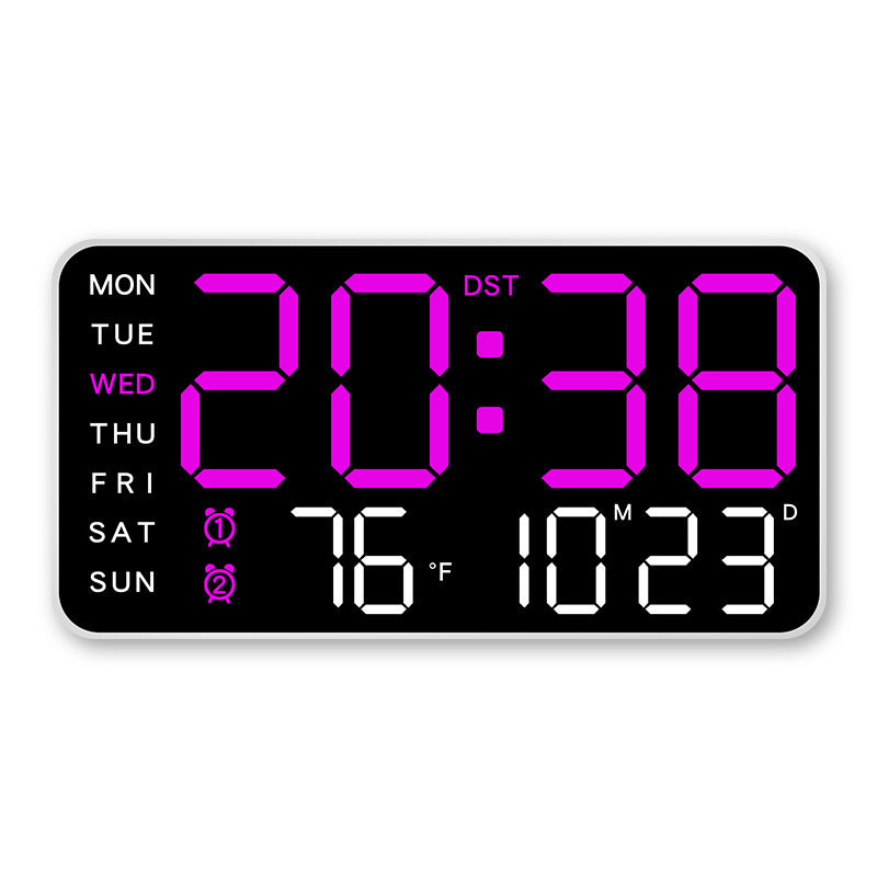 Large digital wall clock with LED display, date display and thermometer, perfect gift for seniors, decoration for the living room and bedroom