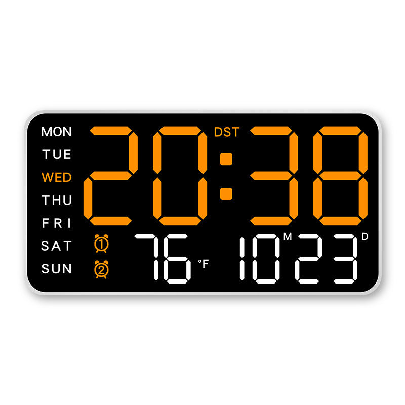 Large digital wall clock with LED display, date display and thermometer, perfect gift for seniors, decoration for the living room and bedroom