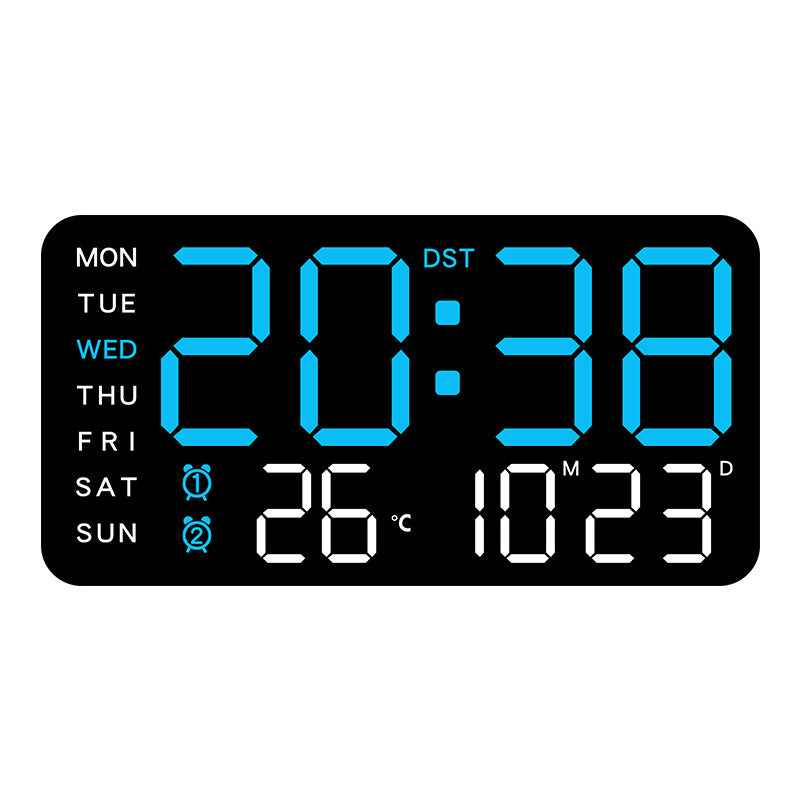 Large digital wall clock with LED display, date display and thermometer, perfect gift for seniors, decoration for the living room and bedroom