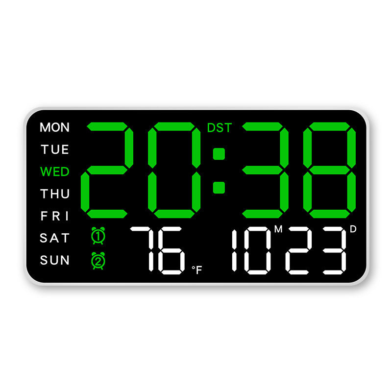 Large digital wall clock with LED display, date display and thermometer, perfect gift for seniors, decoration for the living room and bedroom