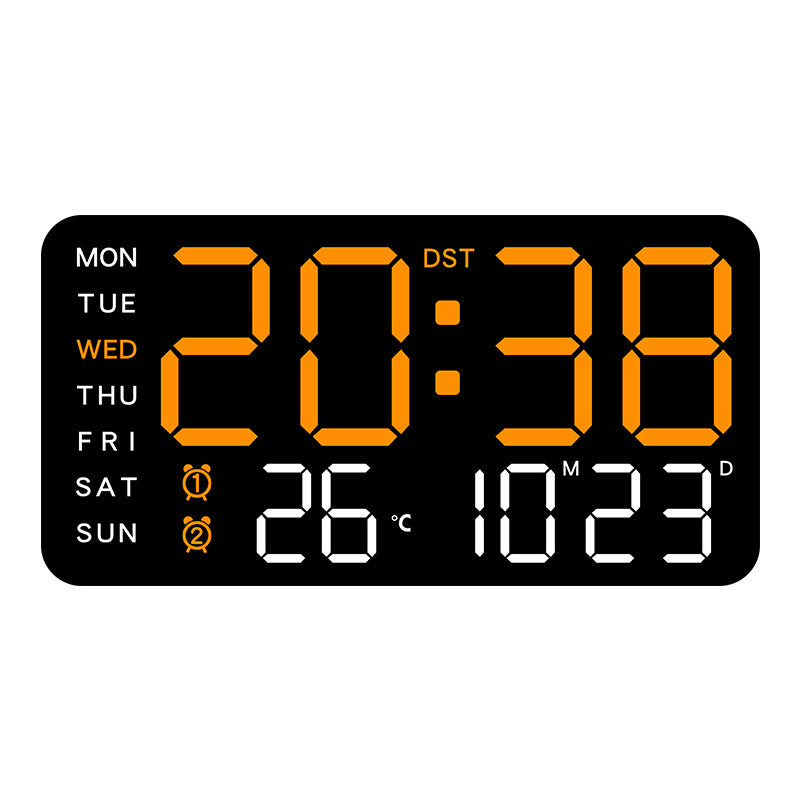 Large digital wall clock with LED display, date display and thermometer, perfect gift for seniors, decoration for the living room and bedroom