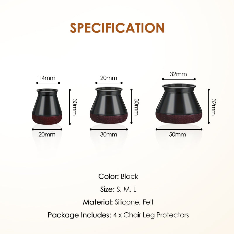 🔥4-pack silicone leg protectors for floors with file guides