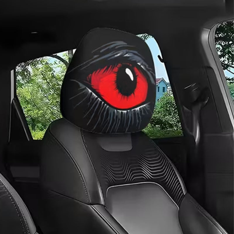🔥🔥50K+ SOLD👁️Red Eye Car Headrest Cover – Creepy Design & Soft 😈👁️‍🗨️